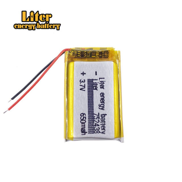 3.7v 752438 650mah medical devices can be security door bell emergency lamp Bluetooth lithium battery