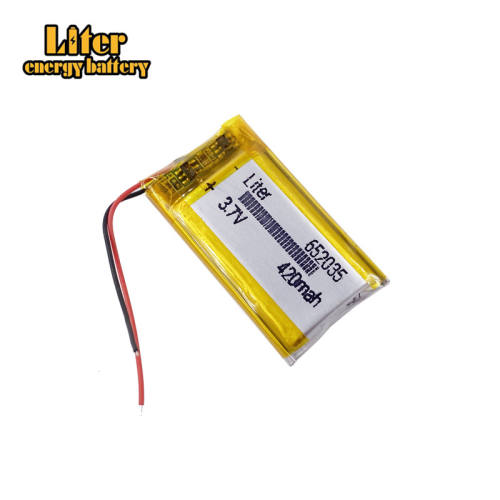 3.7v 652035 420mAh li ion polymer Rechargeable Battery For DVR GPS Car Tachograph Bluetooth headphone Battery