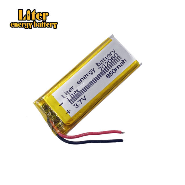 702060 3.7V 850mAh Liter energy battery Rechargeable li-Polymer Battery For bluetooth headset MP3 MP4 speaker mouse recorder