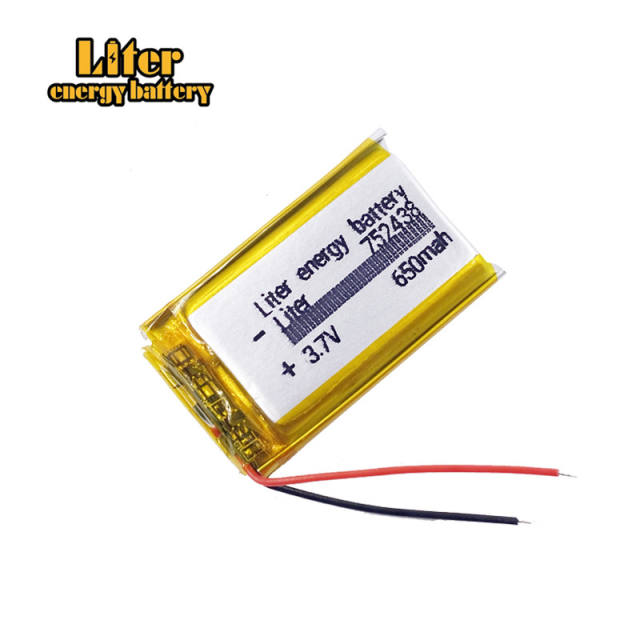 3.7v 752438 650mah medical devices can be security door bell emergency lamp Bluetooth lithium battery