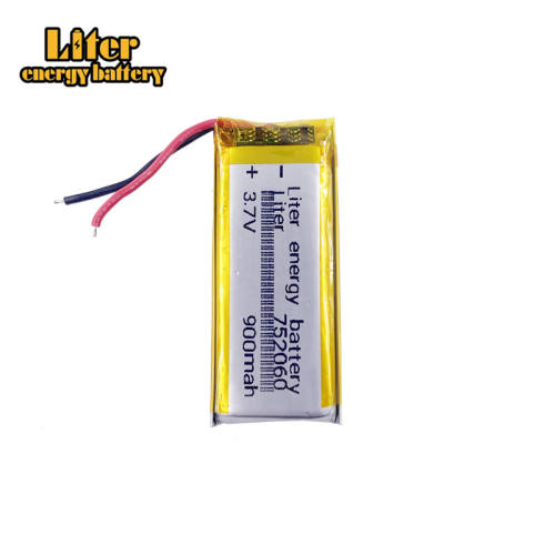 3.7V 752060 900mah Liter energy battery lithium polymer rechargeable battery MP3/4/5 Bluetooth interphone battery monitor