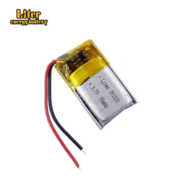3.7v 55mah 351020 Liter energy battery Lithium Polymer Rechargeable Battery For Mp3 bluetooth Recorder headphone