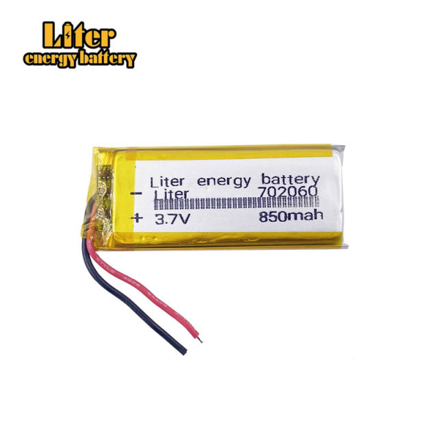 702060 3.7V 850mAh Liter energy battery Rechargeable li-Polymer Battery For bluetooth headset MP3 MP4 speaker mouse recorder