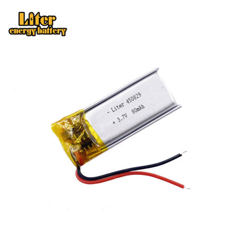 3.7v Lithium Polymer Battery 450829 80mah Liter energy battery for Mp3 Mp4 Mp5 Bluetooth Headset