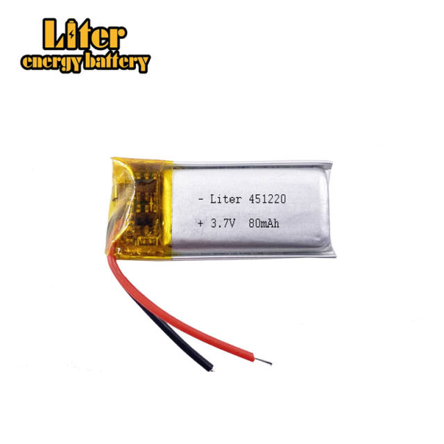 451220 80mAh 3.7v Liter energy battery lithium polymer rechargeable battery For MP3 MP4 MP5 battery bluetooth headset battery