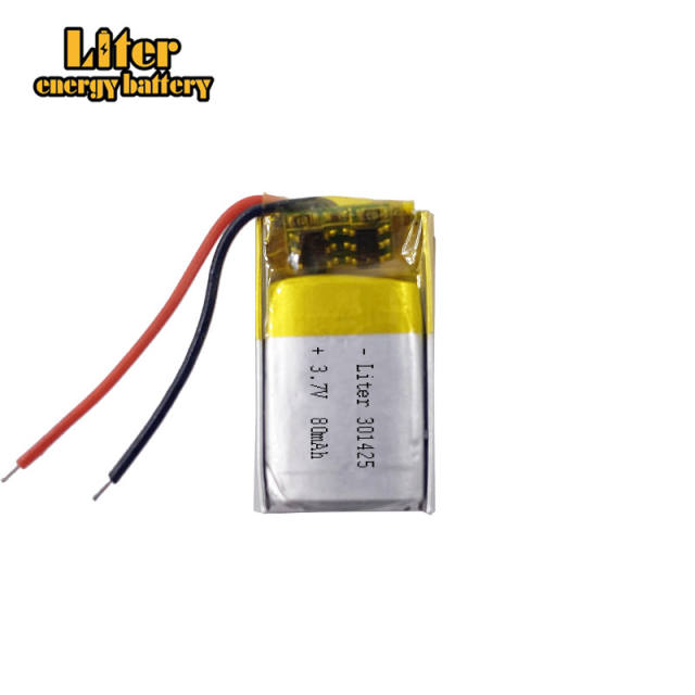 80mAh 3.7V 301425 Lithium Polymer Rechargeable Battery For toys Bluetooth earphone speaker MP4 GPS