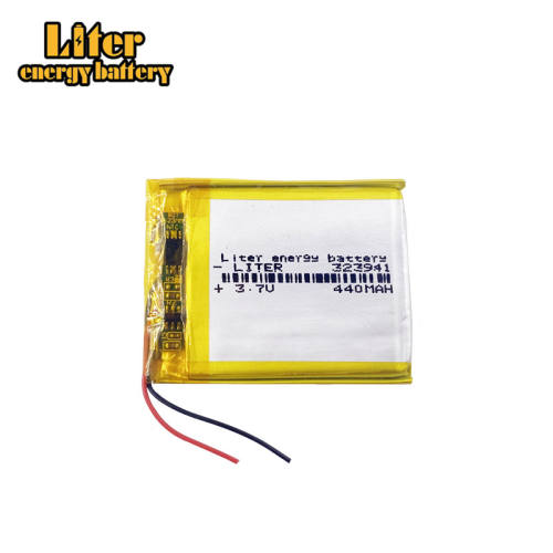 323941 3.7v 440mah Liter energy battery rechargeable li po battery for portable device