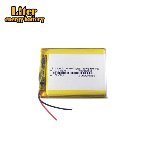 754650 2000mAh High Temperature Rechargeable 3.7V Lipo Li-ion Battery