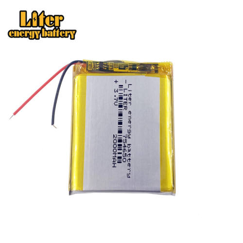 754650 2000mAh High Temperature Rechargeable 3.7V Lipo Li-ion Battery