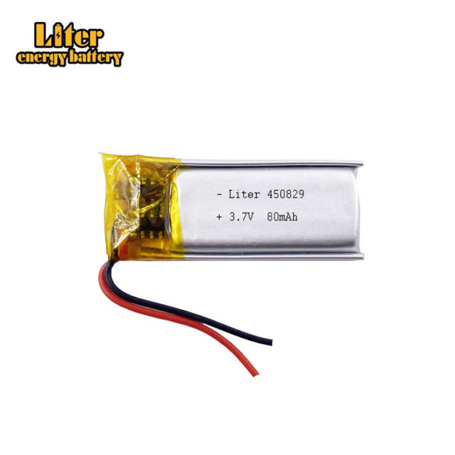 3.7v Lithium Polymer Battery 450829 80mah Liter energy battery for Mp3 Mp4 Mp5 Bluetooth Headset
