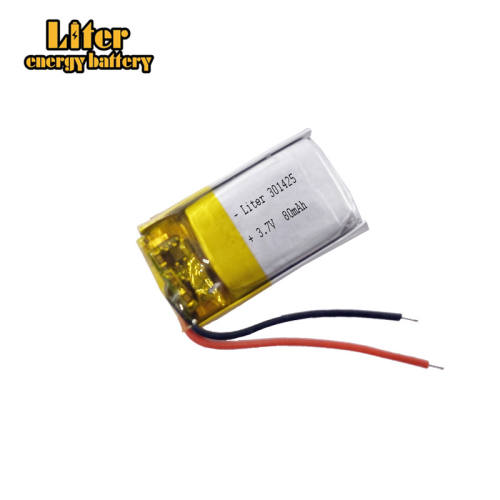 80mAh 3.7V 301425 Lithium Polymer Rechargeable Battery For toys Bluetooth earphone speaker MP4 GPS