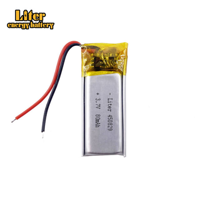 3.7v Lithium Polymer Battery 450829 80mah Liter energy battery for Mp3 Mp4 Mp5 Bluetooth Headset
