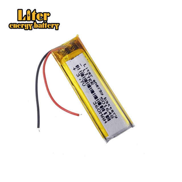 3.7V 501648 360mah Lithium Polymer Rechargeable Battery For MP3 GPS bluetooth headset LED Lamp Smart bracelet