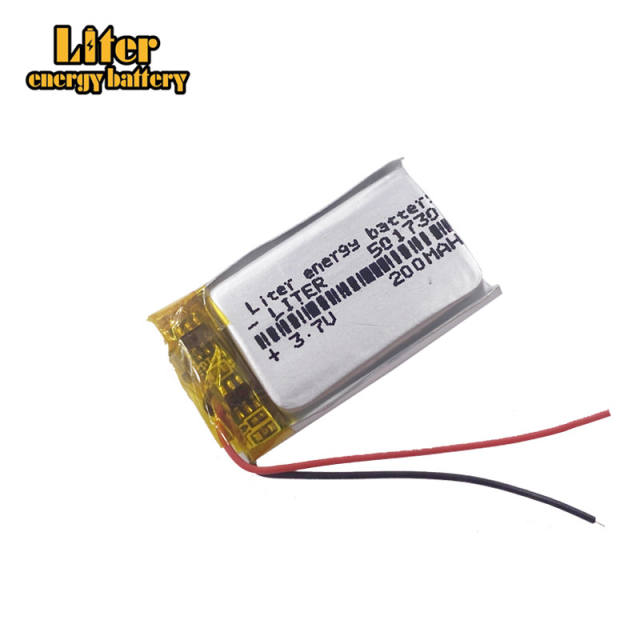 501730 3.7v 200mah polymer lithium rechargeable battery for SBH52 smart MP3 Bluetooth headset