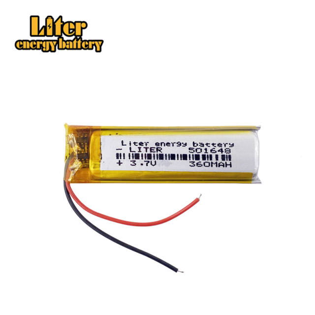 3.7V 501648 360mah Lithium Polymer Rechargeable Battery For MP3 GPS bluetooth headset LED Lamp Smart bracelet