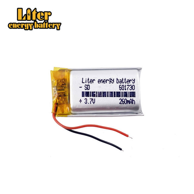 3.7V 260mAh 601730 Liter energy battery Polymer Lithium Battery For GPS Sat Nav Earphone DIY Car Camera DVC DVR Watch Toys