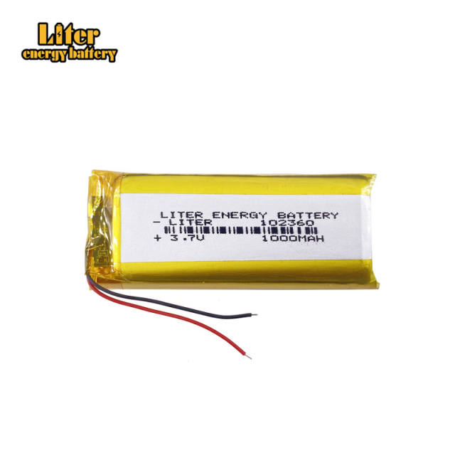 3.7V 102360 1000mAh Liter energy battery Lithium Battery Li-polymer Rechargeable For PSP Navigator GPS MP4 Speaker Came