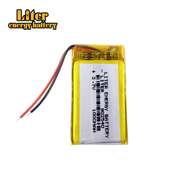 3.7v 802540 1000MAH polymer lithium battery For headlamp flashlight child toy bluedio t5 headset