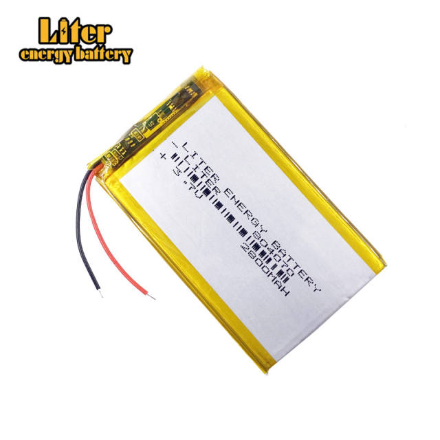 3.7V 2800mAh 804070 Lithium Polymer Rechargeable Battery For Solar LED lights PAD DVD Power bank Tablet PC Speaker