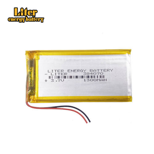 3.7V 1300mAh 384070 polymer lithium rechargeable battery for MP3 GPS DVD bluetooth recorder camera keyboard speaker