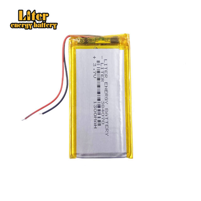 3.7V 1300mAh 384070 polymer lithium rechargeable battery for MP3 GPS DVD bluetooth recorder camera keyboard speaker