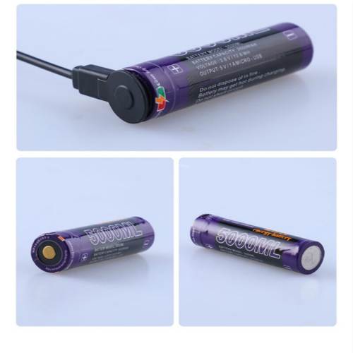10PCS 5000ML USB 18650 3500mAh 3.7V Li-ion battery USB Li-ion Rechargebale battery + USB wire