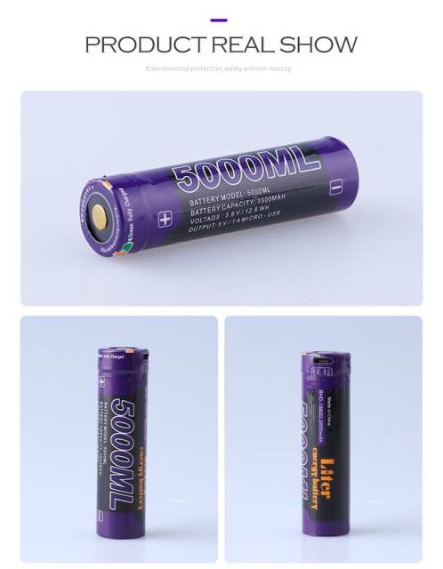 10PCS 5000ML USB 18650 3500mAh 3.7V Li-ion battery USB Li-ion Rechargebale battery + USB wire