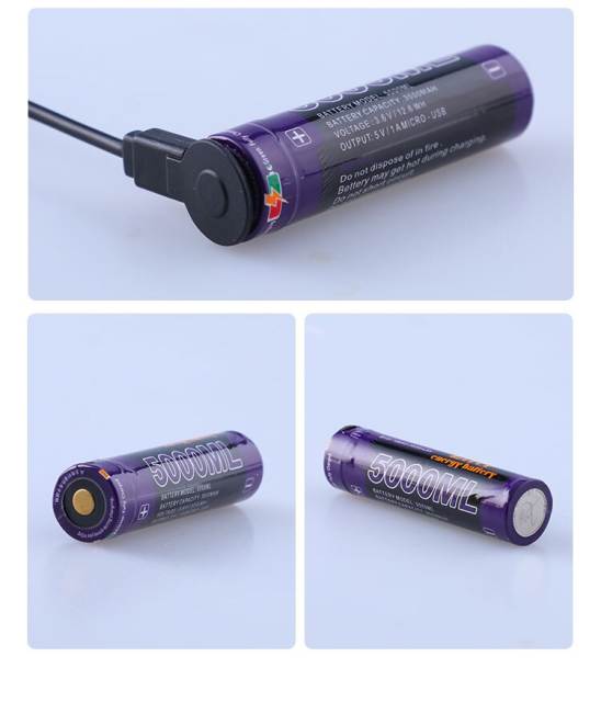 4PCS 5000ML USB Li-ion Rechargebale battery USB 18650 3500mAh 3.7V Li-ion battery + USB wire