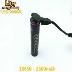 6PCS 5000ML USB 18650 3500mAh 3.7V Li-ion Rechargebale battery USB Li-ion battery + USB wire