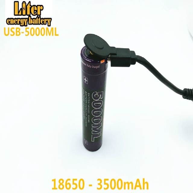 6PCS 5000ML USB 18650 3500mAh 3.7V Li-ion Rechargebale battery USB Li-ion battery + USB wire