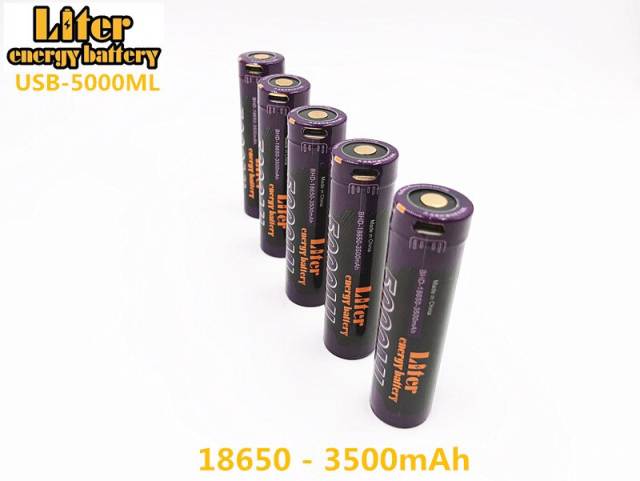 6PCS 5000ML USB 18650 3500mAh 3.7V Li-ion Rechargebale battery USB Li-ion battery + USB wire
