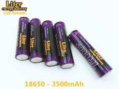 6PCS 5000ML USB 18650 3500mAh 3.7V Li-ion Rechargebale battery USB Li-ion battery + USB wire