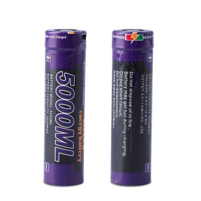 2PCS 5000ML USB 18650 3500mAh 3.7V Li-ion Rechargebale battery USB Li-ion battery + USB wire