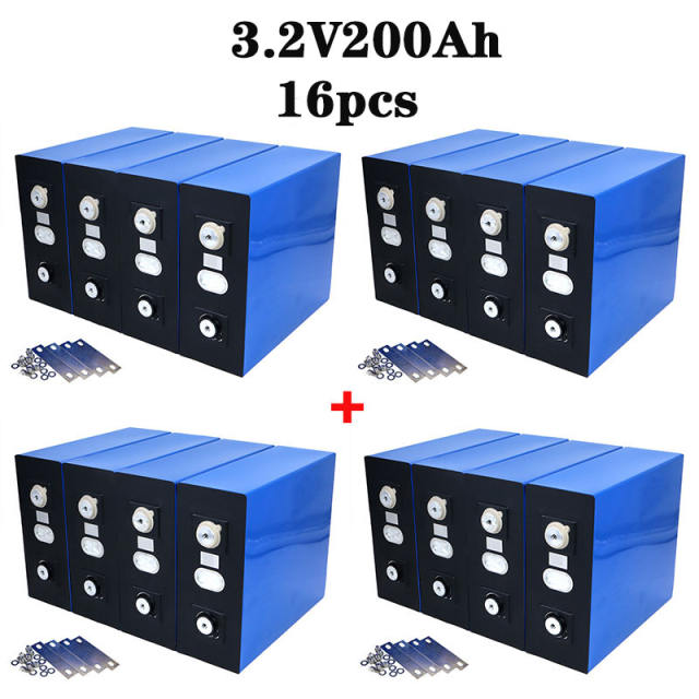 Liitokala 16PCS 3.2V 200Ah LiFePO4 battery 48V200Ah 3C Lithium Iron Phosphate battery for 16S 48V battery Yacht solar