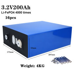 Liitokala 16PCS 3.2V 200Ah LiFePO4 battery 48V200Ah 3C Lithium Iron Phosphate battery for 16S 48V battery Yacht solar