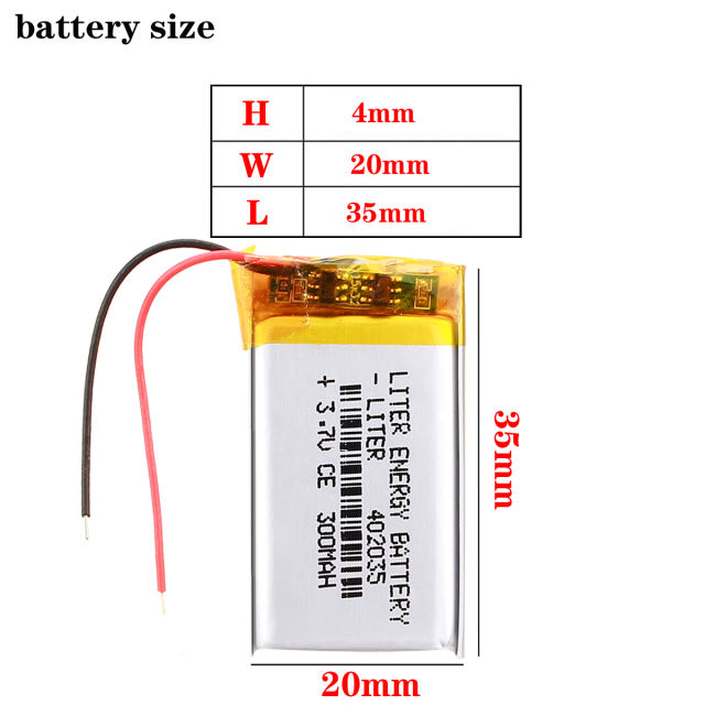 Bluetooth 402035 300mah BIHUADE MP3 MP4 MP5 small toys 3.7V lithium polymer battery