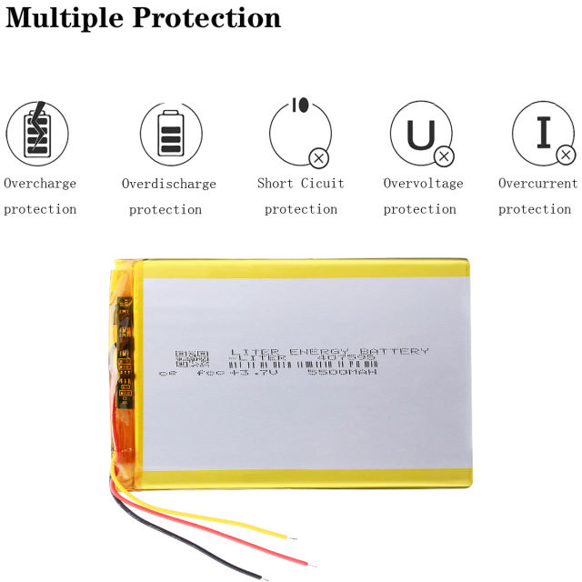 3 line 3.7V 5500mAh 407595 Liter energy battery lithium ion battery For Bluetooth Notebook 7,8,9 inch tablet PC DVD