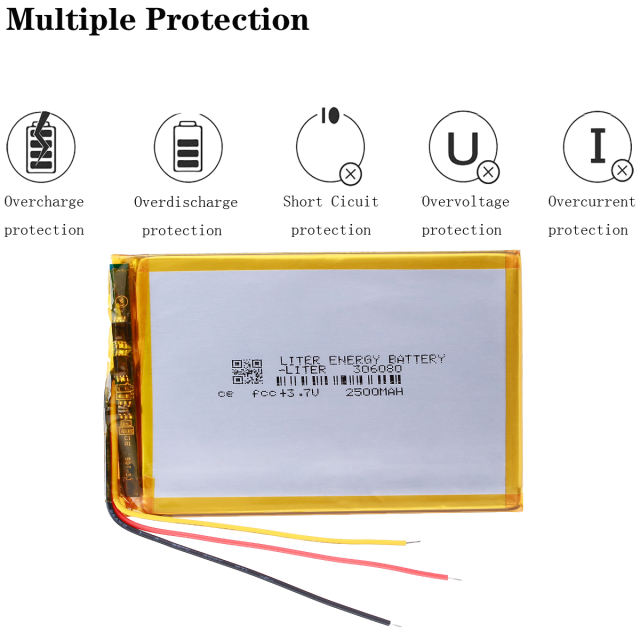 3.7V 2500mAh 306080 BIHUADE rechargeable high quality samll lithium polymer battery With three lines