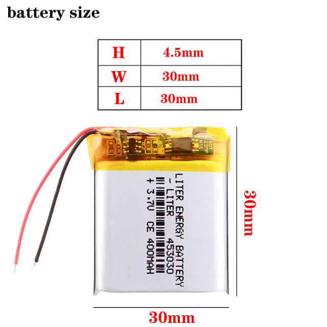 3.7V polymer lithium battery 453030 400MAH BIHUADE MP3 MP4 MP5 speaker wireless telephone electronic dog
