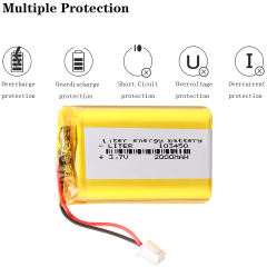 XH2.54 2P 3.7V 2000mAh 103450 Li-polymer Rechargeable Battery  Liter energy battery For Toy GPS MP5 Cell Phone Speaker Driving DVR