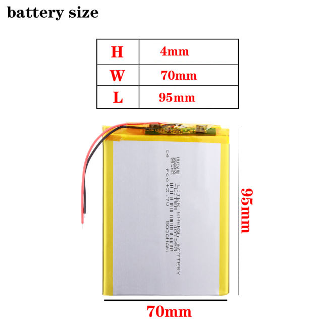 3.7V 5000mah 407095 Liter energy battery (polymer lithium ion battery) Li-ion battery for tablet pc 7 inch replace High capacity