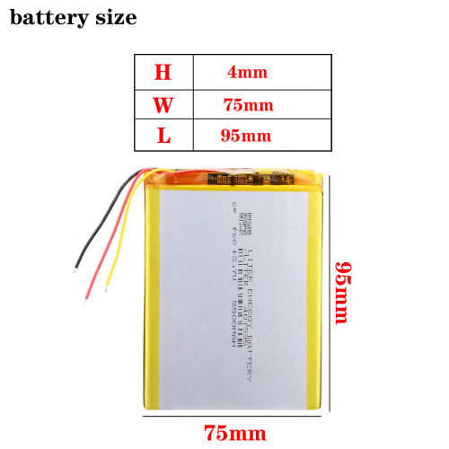 3 line 3.7V 5500mAh 407595 Liter energy battery lithium ion battery For Bluetooth Notebook 7,8,9 inch tablet PC DVD