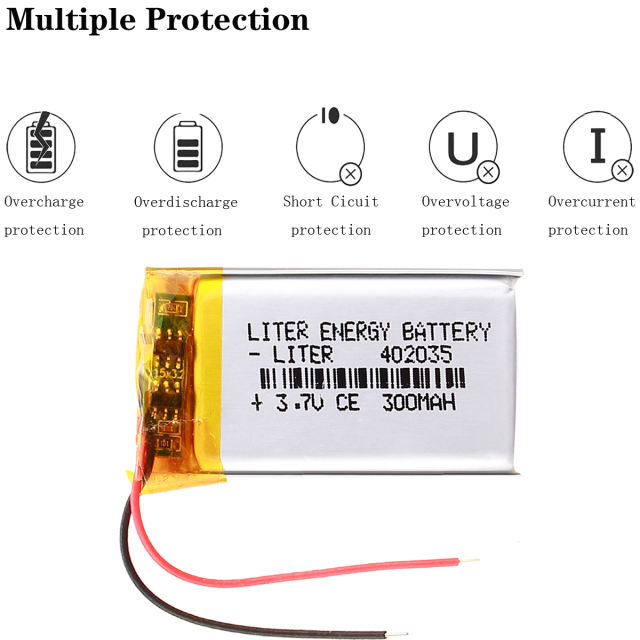 Bluetooth 402035 300mah BIHUADE MP3 MP4 MP5 small toys 3.7V lithium polymer battery