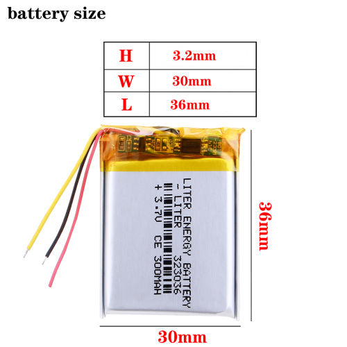 3 line 323036 3.7v 300mAh Liter energy battery lithium li ion polymer rechargeable battery pack for digital products