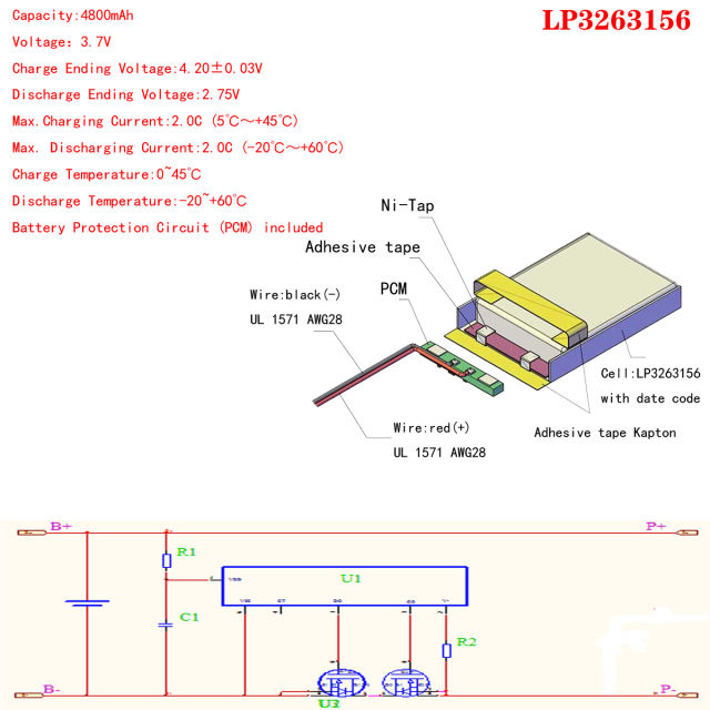 3.7v 3263156 4800mAh Polymer lithium ion Battery Liter energy battery for 8 inch 9inch Tablet PC Hi8 hi8 pro xv8 DVD DVR