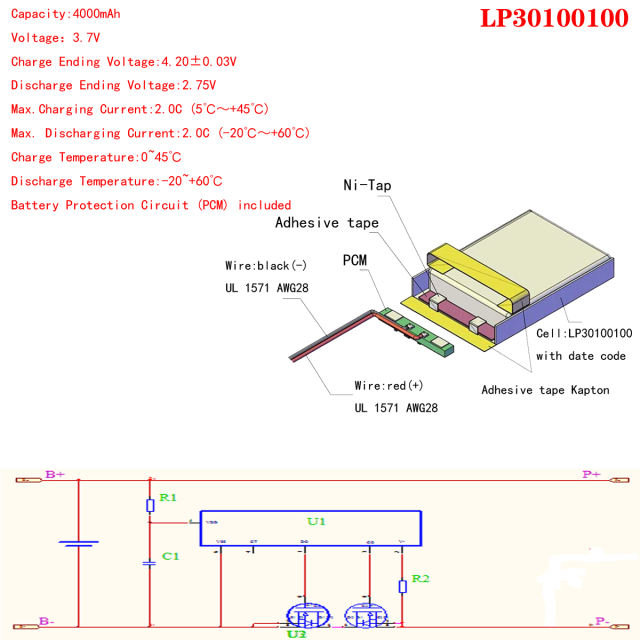 30100100 3.7V 4000mAh lithium polymer battery Liter energy battery for texet TM-7858 lrbis TZ 82 7 inch 8 inch 9inch tablet cell