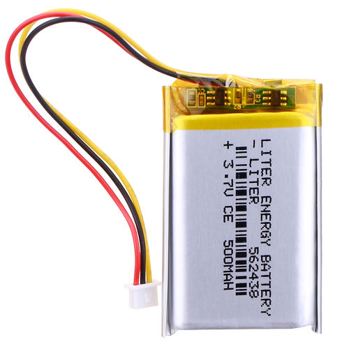 1.25MM three-wire connector 3.7v 500mAH 562438 Liter energy battery lithium polymer rechargeable battery for Smart watch cell phone speaker earphone