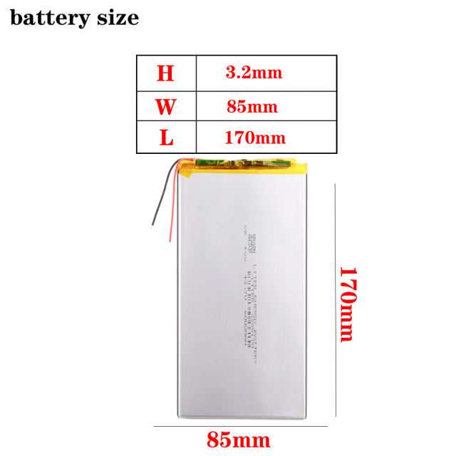 3285170 3.7V 6000MAH Liter energy battery polymer lithium ion battery battery for tablet pc 7 inch 8 inch 9inch