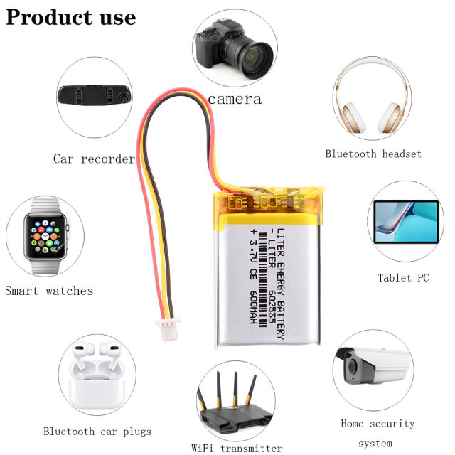 Batterie Li-Pol 600mAh, 3,7V, 602535, 3pin