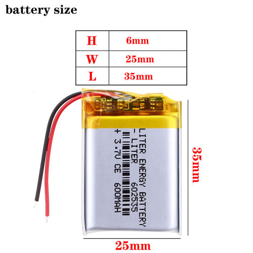 3.7V 600mAh Rechargeable Li-Polymer 602535 Liter energy battery For MP3 MP4 Game Player Mouse Lampe speaker toy
